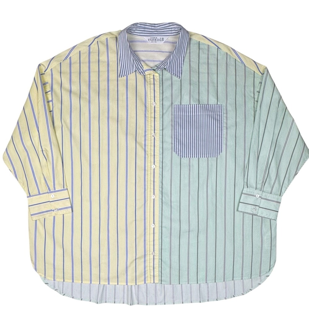 Studio Untold Button Up Shirt Colorblock Striped Oversized‎ Womens 20/22 Preppy